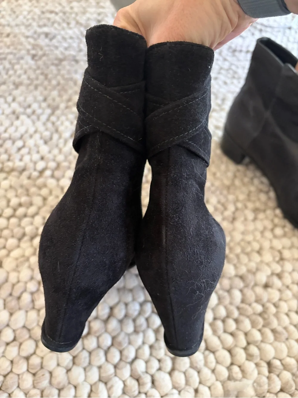 Stuart Weitzman Black Suede Wedge Ankle Boots